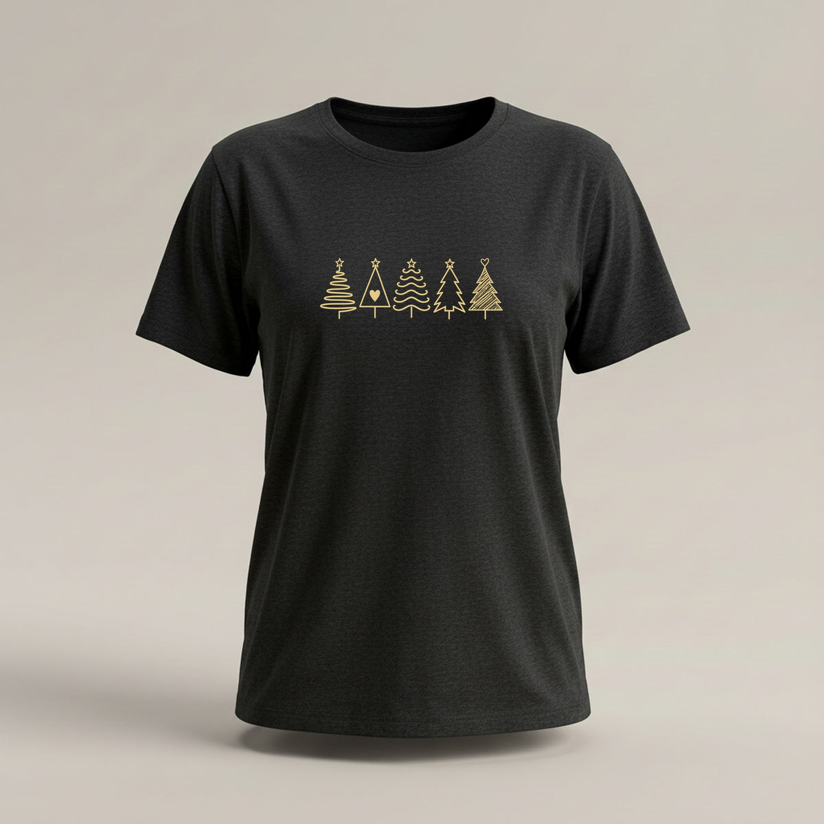 Fünf Weihnachtsbäume Gold