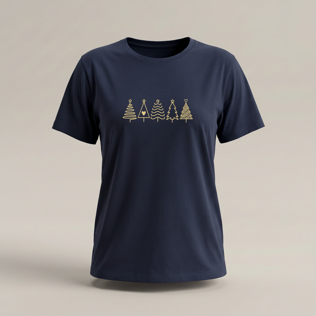Fünf Weihnachtsbäume Gold