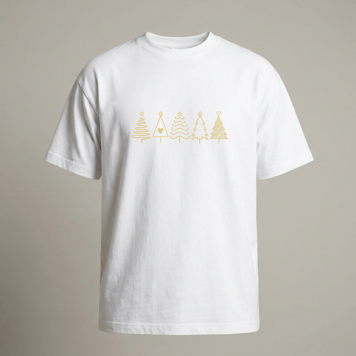 Fünf Weihnachtsbäume Gold