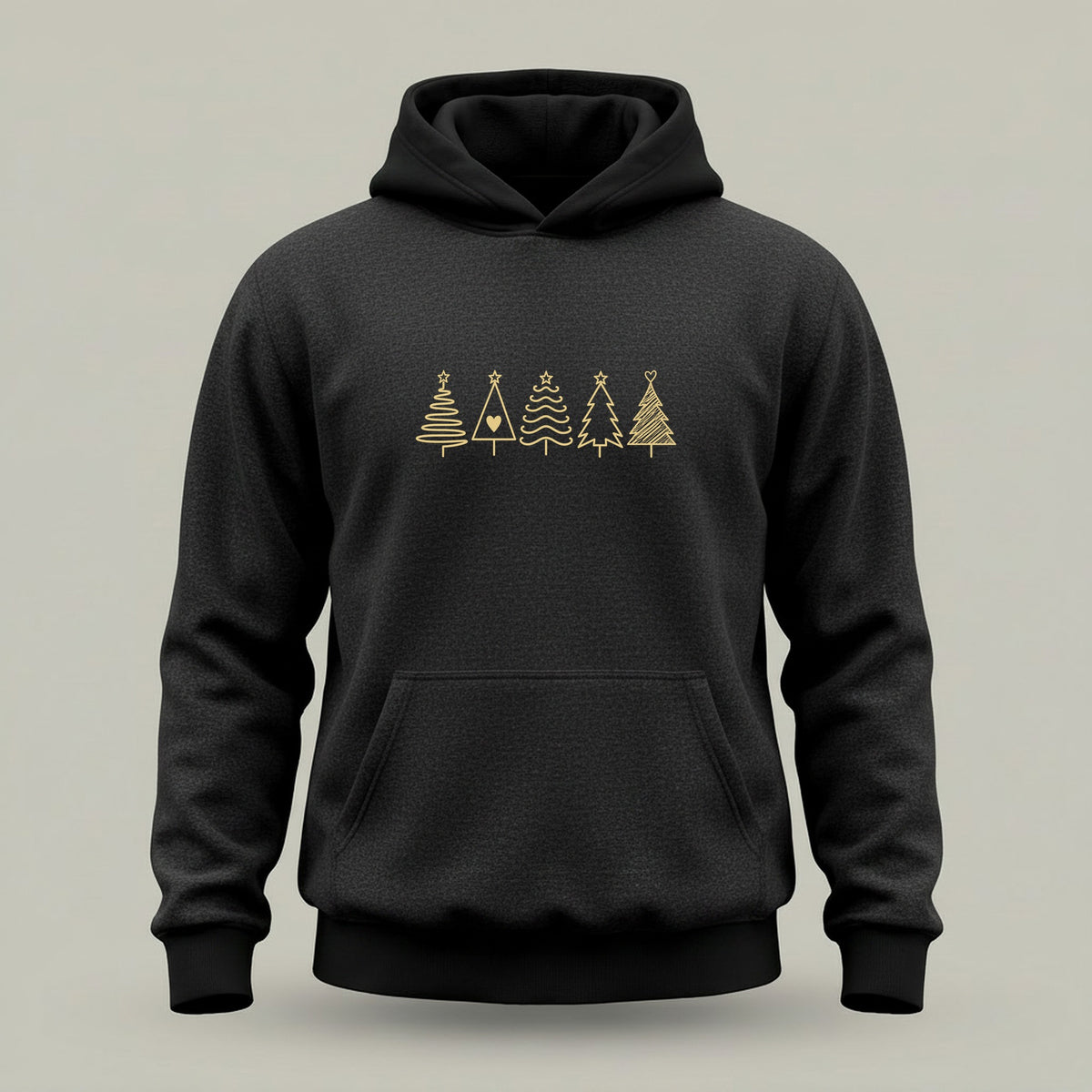 Fünf Weihnachtsbäume Gold