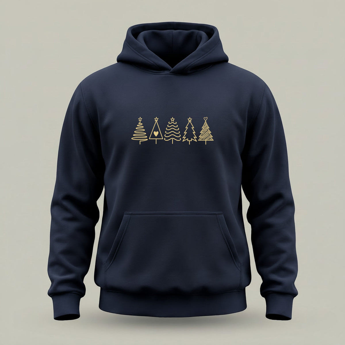 Fünf Weihnachtsbäume Gold