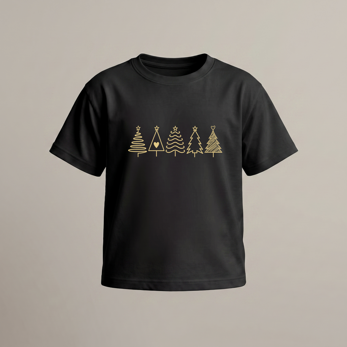 Fünf Weihnachtsbäume Gold