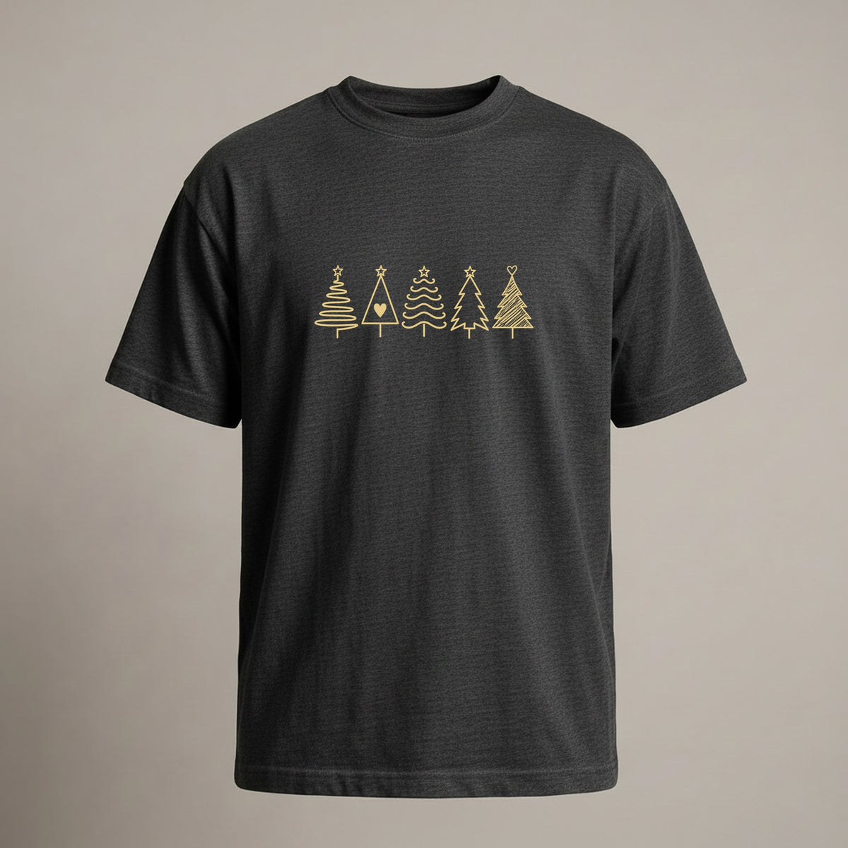 Fünf Weihnachtsbäume Gold