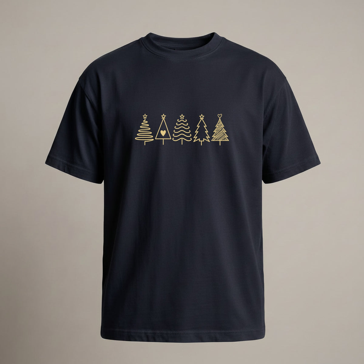 Fünf Weihnachtsbäume Gold