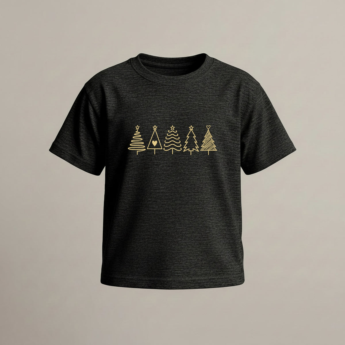 Fünf Weihnachtsbäume Gold