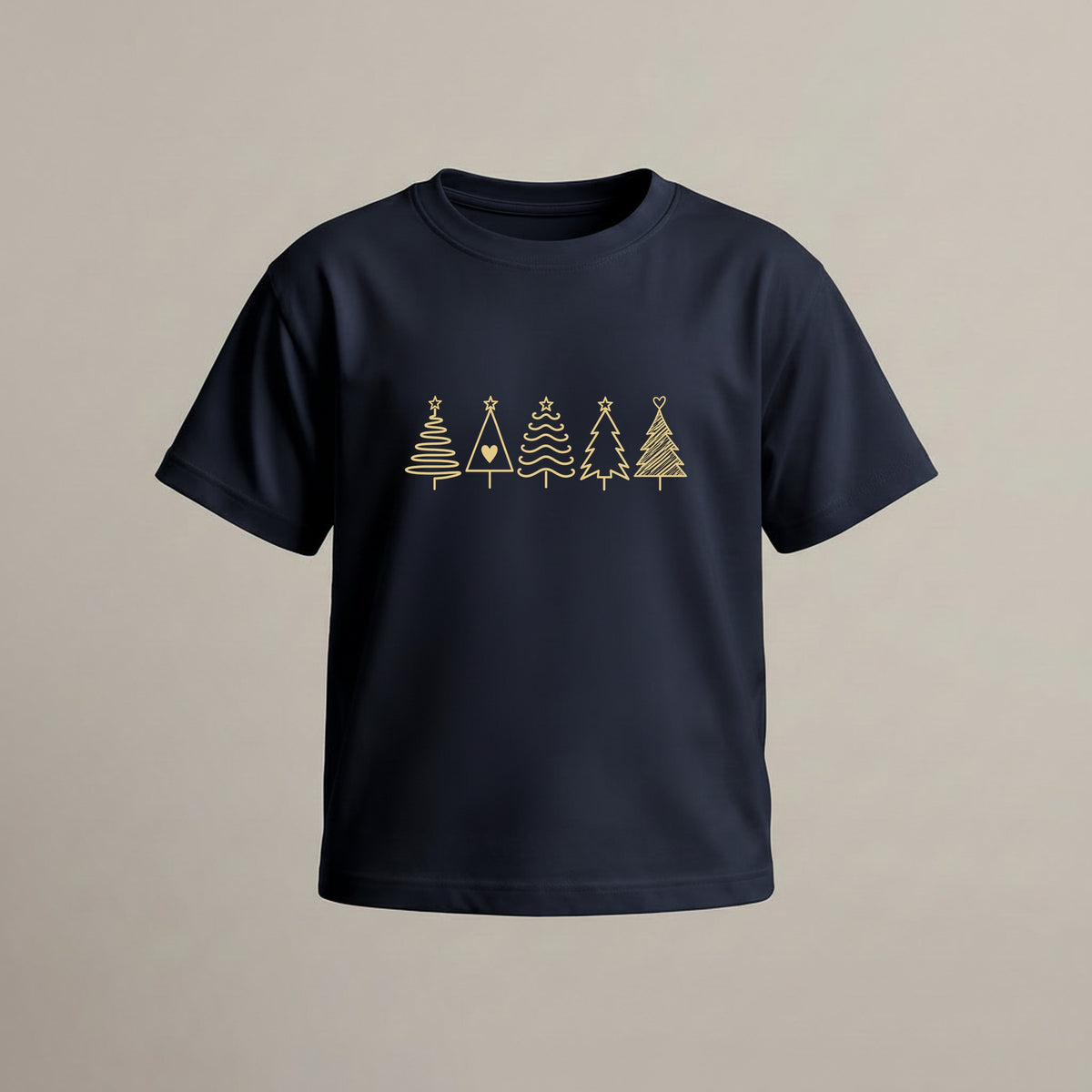 Fünf Weihnachtsbäume Gold