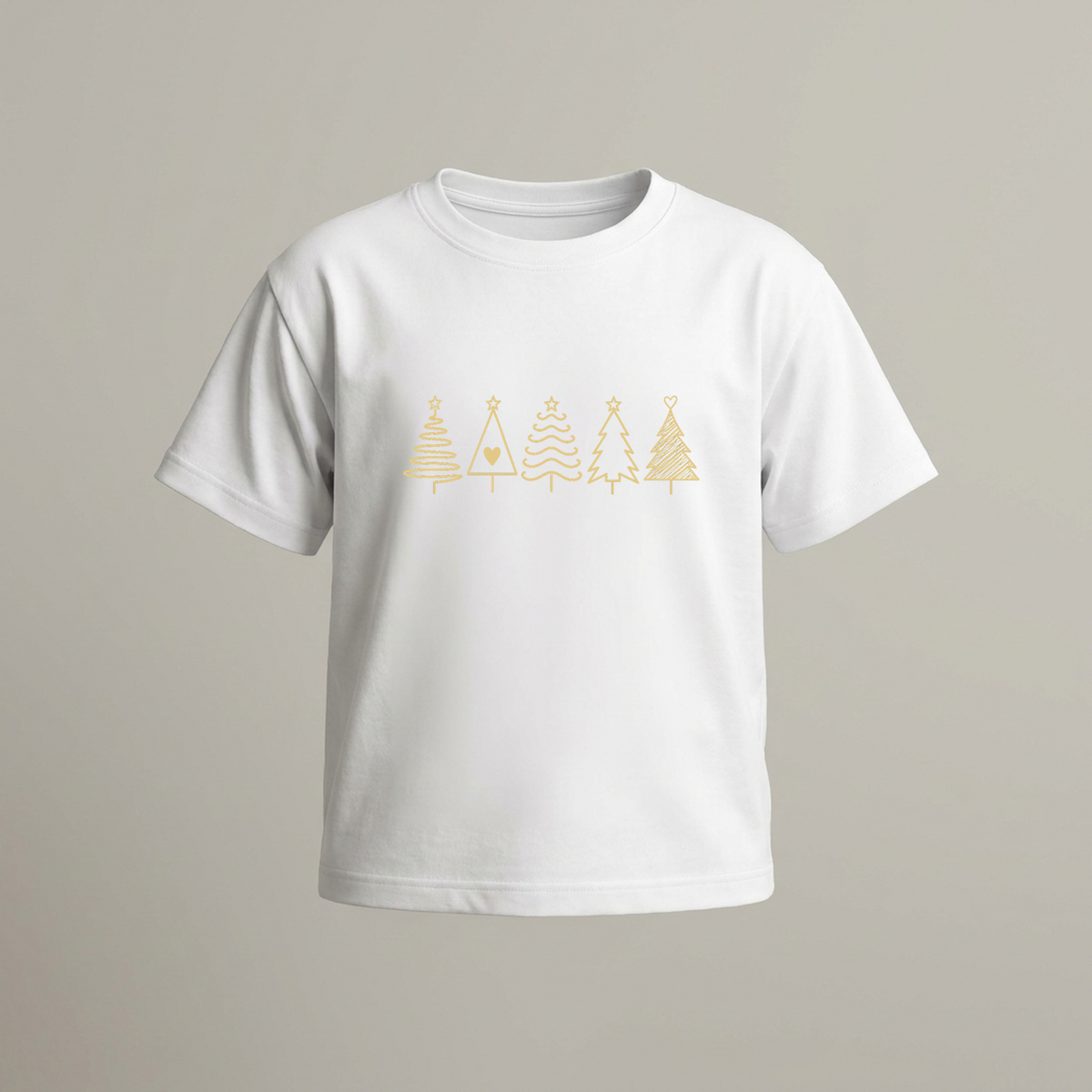 Fünf Weihnachtsbäume Gold